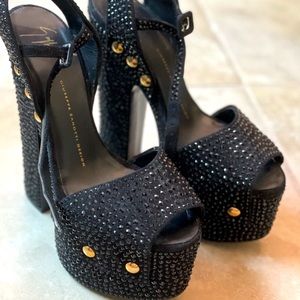 Guiseppe Zanotti Crystal Suede Platform